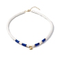 Polymer Clay Beaded Necklaces, with Brass Evil Eye Pendant and Spacer Beads