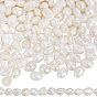 2 Strands Natural Cultured Freshwater Pearl Beads Strands, Baroque Pearls Keshi Pearl Beads, Two Sides Polished