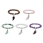 Natural Gemstone Stretch Bracelets, Wing Shape Stone Charm Bracelets for Women