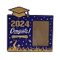 Graduate Theme Wooden Photo Frame, Graduation Picture Frame for Home Office Desktop Ornaments, Rectangle with Word & Hat