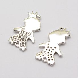 Brass Micro Pave Grade AAA Cubic Zirconia Links, Boy, Cadmium Free & Nickel Free & Lead Free, Real Platinum Plated