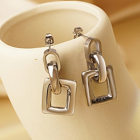 Прямоугольные серьги-гвоздики из нержавеющей стали для женщин