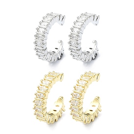 Rack Plating Brass Micro Pave Cubic Zirconia Cuff Earring, Cadmium Free & Lead Free, Long-Lasting Plated