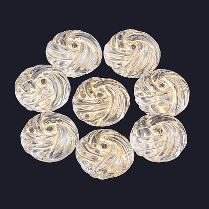 Plating Acrylic Beads, Metal Enlaced, Flat Round