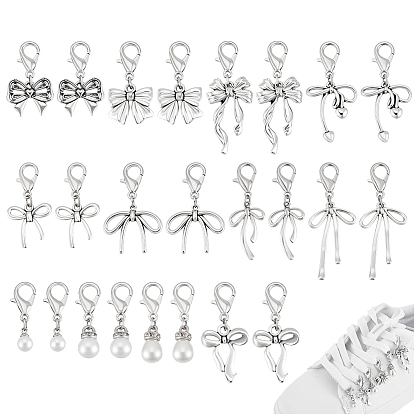 24 шт. 12 стильные украшения для обуви из искусственного жемчуга из АБС-пластика, Сплав с застежками когтя омара