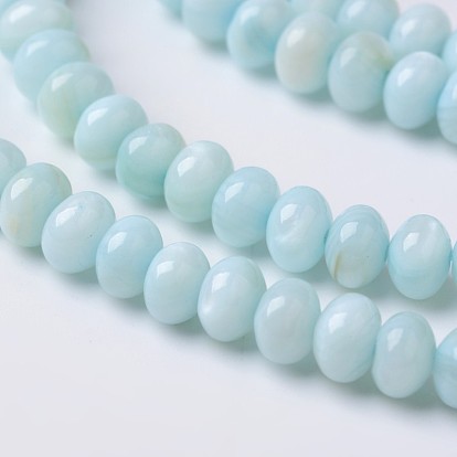 Dyed Natural Freshwater Shell Rondelle Bead Strands, 6x4mm, Hole: 1mm, about 91pcs/strand, 15.6 inch