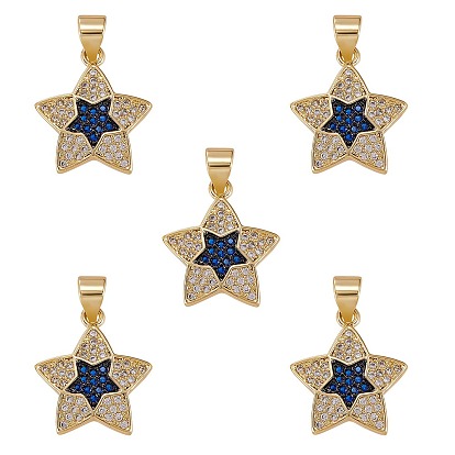 Латунные микро проложить кубического циркония подвески, реальный 18 k позолоченный, звезда