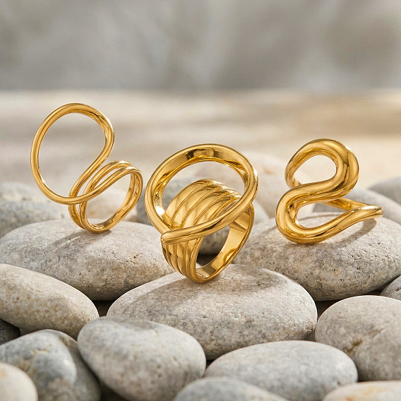 Irregular Lines 304 Stainless Steel Finger Rings