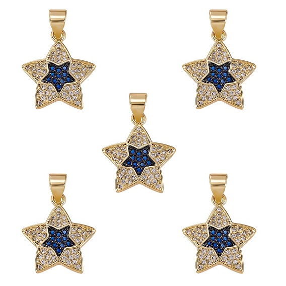 Латунные микро проложить кубического циркония подвески, реальный 18 k позолоченный, звезда