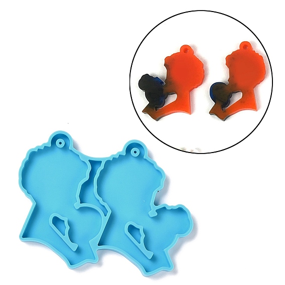 DIY Pendant Silicone Statue Molds, for Keychain Making, Resin Casting Molds, For UV Resin, Epoxy Resin Craft Making, Human