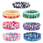 Handmade Polymer Clay Heishi Surfer Stretch Bracelets Set, Stackable Preppy Bracelets for Women