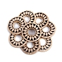 Wood Hollow Pendants, Flat Round with Flower, for Earring Jewelry Making