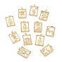 Brass Micro Pave Cubic Zirconia Pendants, with Shell, Long-Lasting Plated, Rectangle