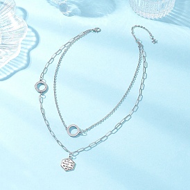 304 двухслойные ожерелья из нержавеющей стали с шестигранным кулоном для женщин, не тускнеет