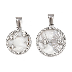 303 подвески из нержавеющей стали, плоский круглый со звездными подвесками, горный хрусталь и эмали