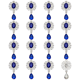 16 Кабошоны из сплава со стразами, овал и слеза