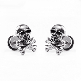 Skull Stud Earrings, Halloween Titanium Steel Earrings for Women