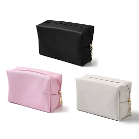 Rectangle PU Leather Cosmetic Storage Zipper Bag, with Nylon Rubber, Alloy Zipper, for Makeup, Portable Travel Toiletry Bag