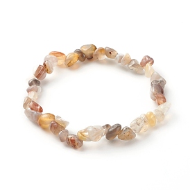 Natural Mixed Stone Chip Beads Bracelet for Girl Women, Stone Stretch Bracelet
