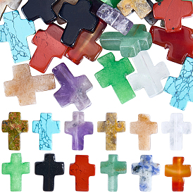 24шт 12 стили смешанные бусины из драгоценных камней, крестик, смешанные окрашенные и неокрашенные