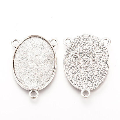 Настройки разъем сплава кабошон тибетском стиле, без кадмия и без свинца, овальные