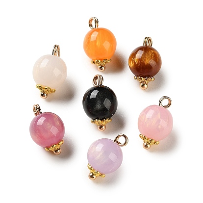 Подвески сплава cmолы, круглые подвески, с блеском порошок, золотые