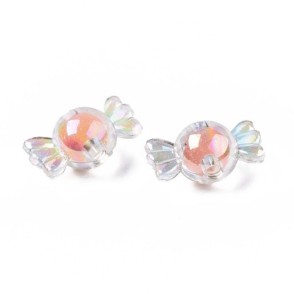 Perles acryliques transparentes, Perle en bourrelet, candy, couleur ab 