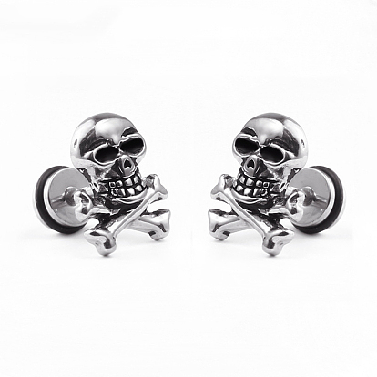 Skull Stud Earrings, Halloween Titanium Steel Earrings for Women