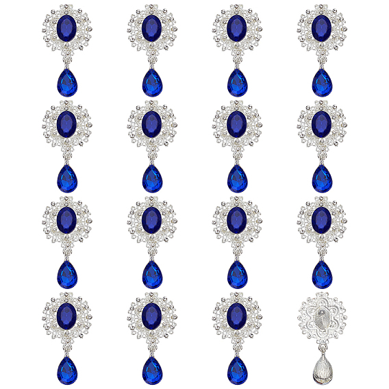 16 Кабошоны из сплава со стразами, овал и слеза