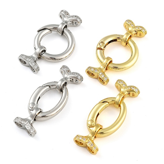 Реечное покрытие латунь микро паве прозрачный кубический цирконий складные застежки, долговечный, без свинца и без кадмия