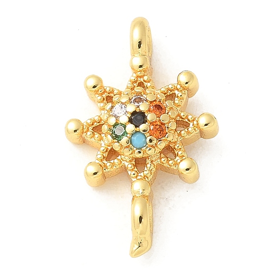 Шармы-соединители из латуни с микропаве из кубического циркония, без кадмия, без никеля и без свинца, цветок