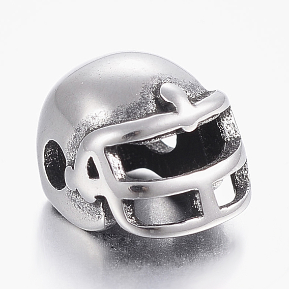 304 Stainless Steel Beads, Football Helmet