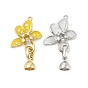 Латунное микропейв, прозрачный кубический цирконий, складные застежки, без кадмия, без никеля и без свинца, с эмалью и блестками, цветок