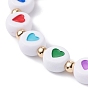 Heart Pattern Flat Round Acrylic Beads Stretch Bracelet for Kid