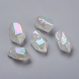 Electroplated Natural Quartz Crystal Beads, Half Drilled Beads, Faceted, Arrow
