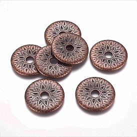 CCB Plastic Beads, Flat Round with Flower