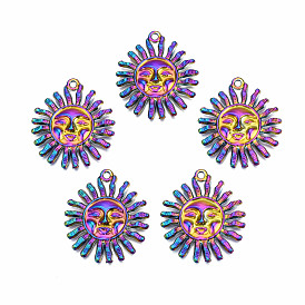 Rainbow Color Alloy Pendants, Cadmium Free & Nickel Free & Lead Free, Sun
