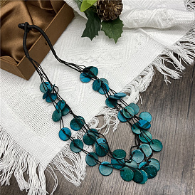 Ожерелья из натурального окрашенного кокоса с бусинами из искусственной кожи в несколько рядов для женщин