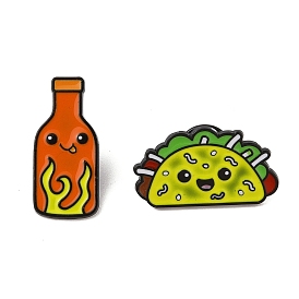 Cartoon Food/Drink Alloy Enamel Pins Brooches, Bottle/hamburger