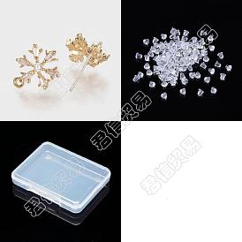 10Stk. Messing Cubic Zirkonia Ohrstecker Ergebnisse, mit 925 Sterlingsilberstiften und horizontalen Ösen, Nickel frei, Schneeflocke, mit 30Stk. Kunststoff-Ohrmuttern