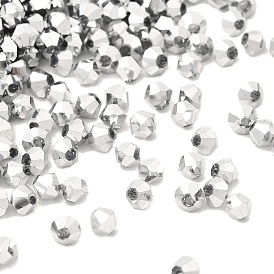 Гальванические стеклянные бусины, двухконусные, полное покрытие, граненые