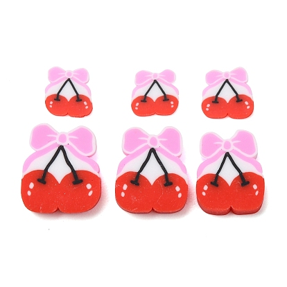 Бусины из полимерной глины , вишня с бантом, без отверстия 