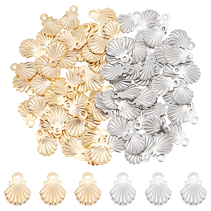 100шт 2 стили 304 подвески из нержавеющей стали, лазерная резка, форма раковины гребешка