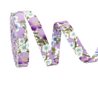 Rubans imprimés en polyester de fleurs de marquage à chaud, pour la fabrication de décorations en tissu bricolage