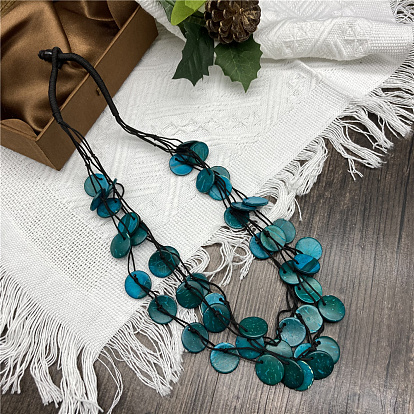 Ожерелья из натурального окрашенного кокоса с бусинами из искусственной кожи в несколько рядов для женщин