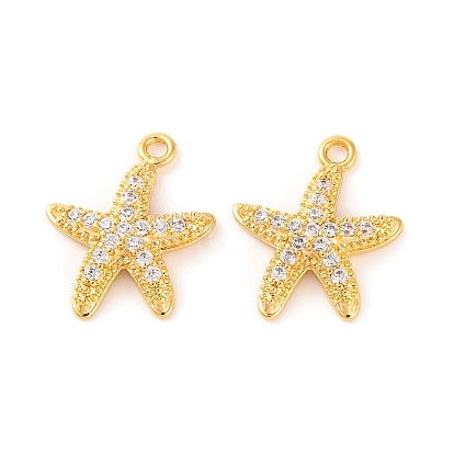 Латунные микропаве прозрачные подвески с фианитом, морская звезда
