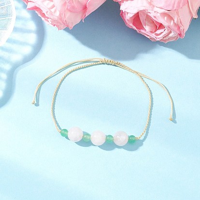 Браслеты из круглых бусин из натурального малайзийского нефрита и розового кварца для женщин, с нейлоновой нитью