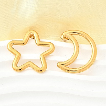 304 из нержавеющей стали серьги, полая луна и звезда