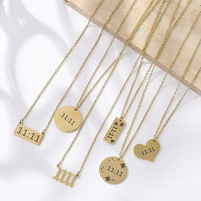 304 номер из нержавеющей стали 11:11 ожерелья с подвесками, реальный 18 k позолоченный