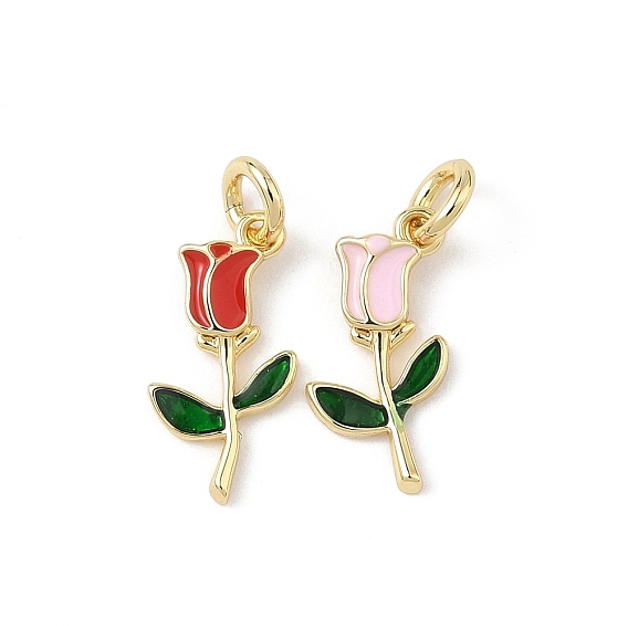 Латунь эмаль прелести, цветок, стойки покрытие, долговечный, без свинца и без кадмия, с целью перехода в кольце, реальный 18 k позолоченный